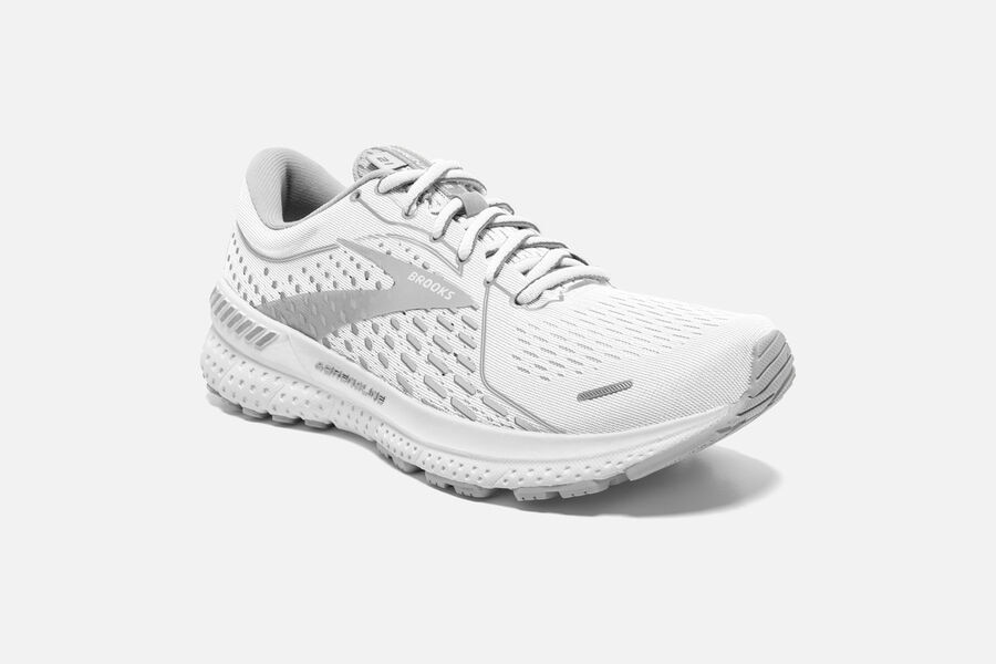 Brooks Israel Adrenaline GTS 21 Road Running Shoes Womens - White/Grey - DPY-893216